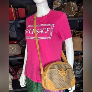 Gucci Vintage Micro Gg Khaki Camel Pocket Shoulder Bag